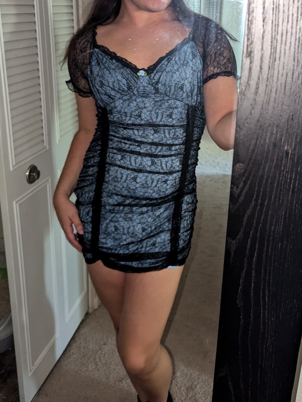 Blue with Black Lace Dress
